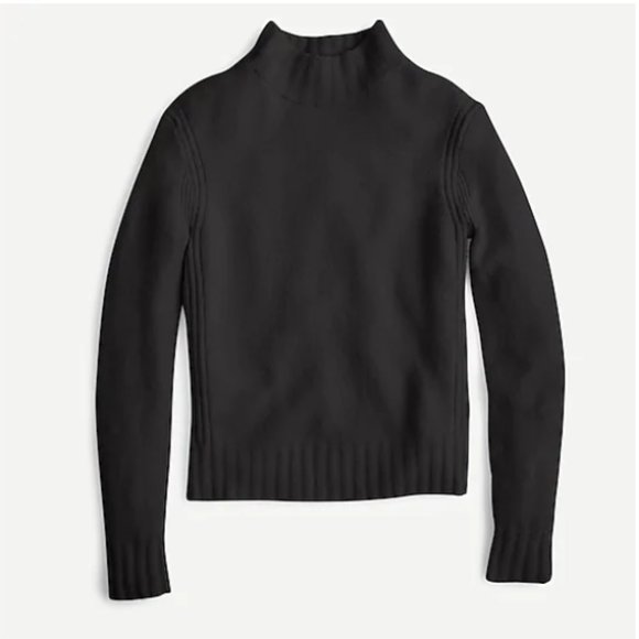 NWT J. Crew Mockneck sweater in supersoft yarn BLACK XL - Picture 1 of 3